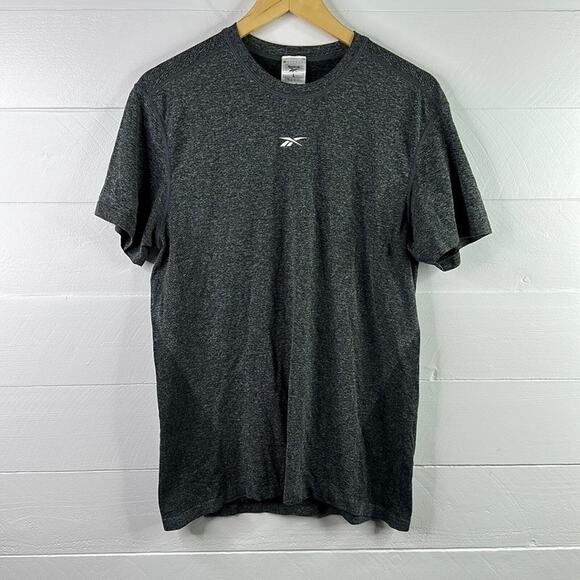 REEBOK‎ Heathered Gray Breathable Activewear Short Sleeve Top Shirt Size Large - Picture 1 of 8
